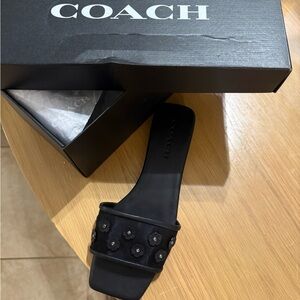 Coach Black Leather Sandals